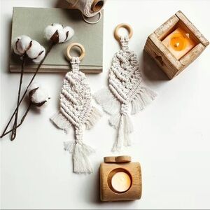 Boho Cotton Linen Tassel Wall Decor Ornament Set of 2